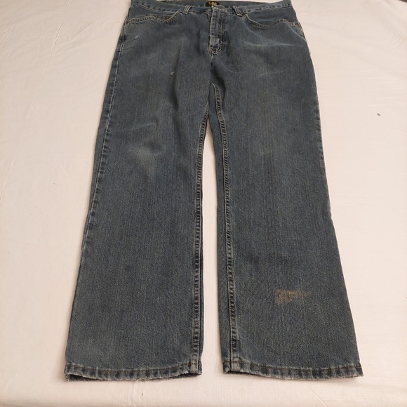 Lee Medium Wash Denim Regular Fit Straight Leg Jeans Men's Size W 36 X L 30 - Picture 3 of 14